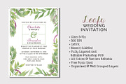 Greenery Wedding Invitation Template, an Invitation Template by Cyrah's Collection (Thumbnail 1 of 4)