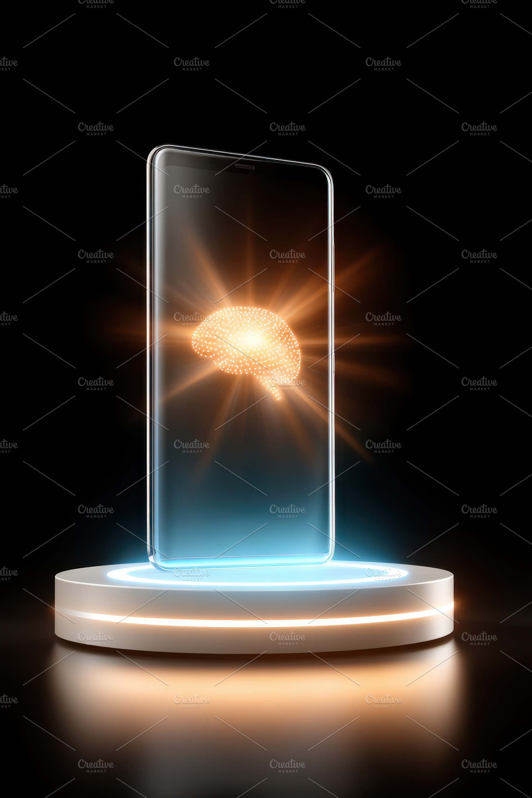 Smartphone with glowing brain illustration, a Technology Photo by AlyaAnd