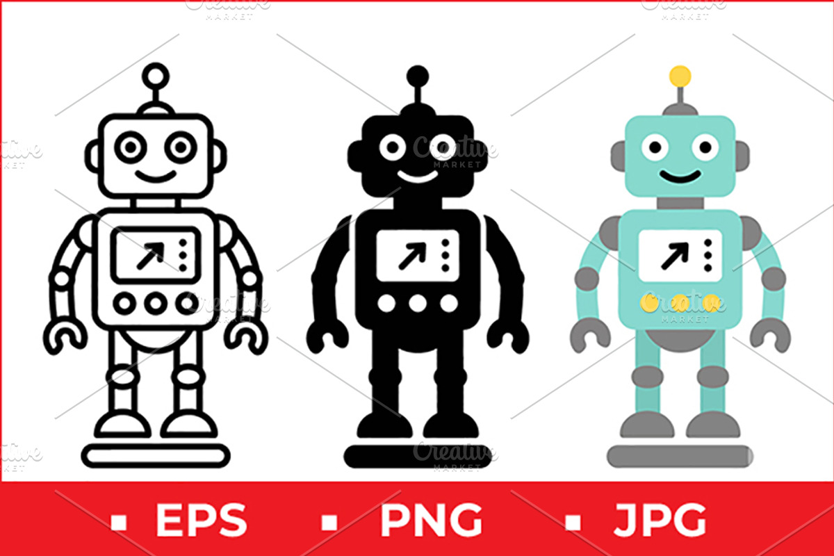 Robot Character Vector Design, a Solid Icon by Artonix (Photo 1 of 2)