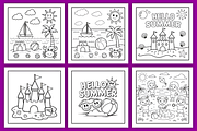 Hello Summer Coloring Pages for Kids, a Seasonal Illustration by Ink Gallery (Thumbnail 2 of 4)