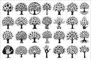 family handprint tree silhouette, an Illustration by Amazin_art