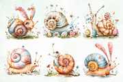 Watercolor Easter Cute Snail Clipart, an Illustration by Creative Art (Thumbnail 4 of 7)