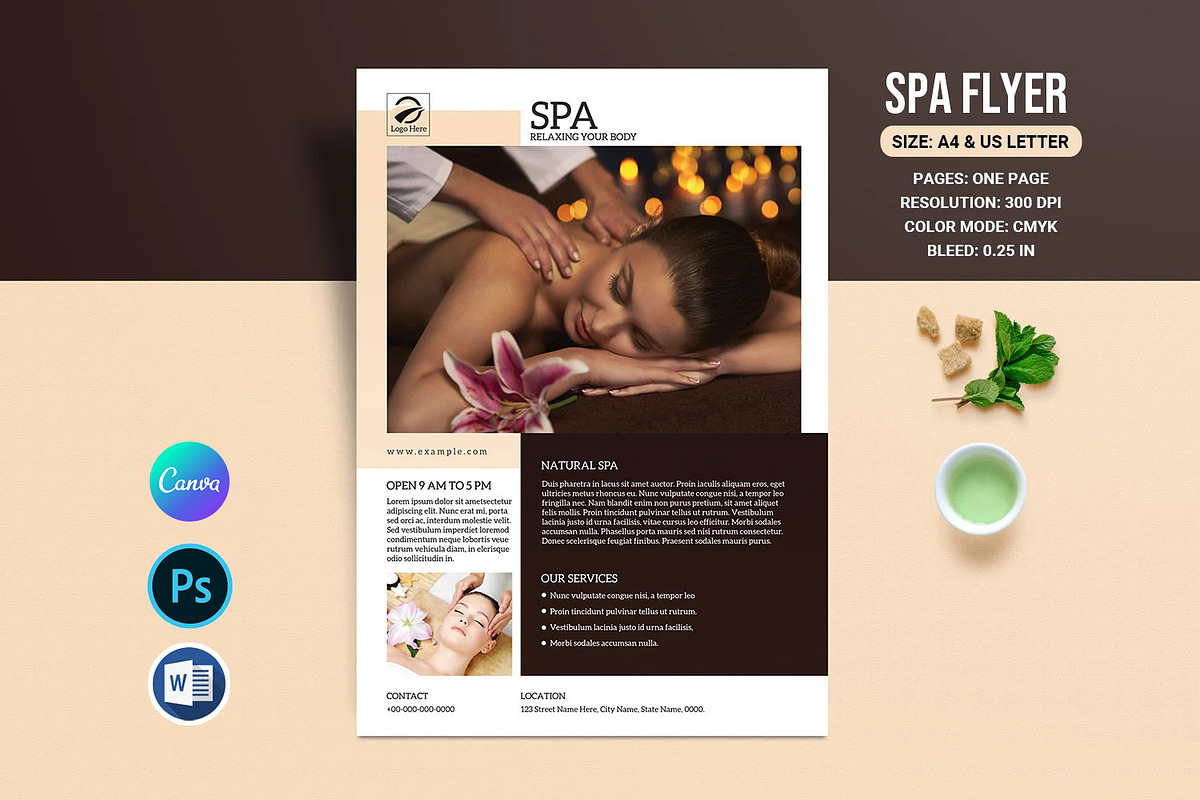 Spa and Beauty Salon Flyer, a Flyer Template by retrographix (Photo 1 of 4)
