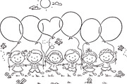 Outline cartoon kids illustration, an Illustration by Bubert Art (Thumbnail 16 of 33)