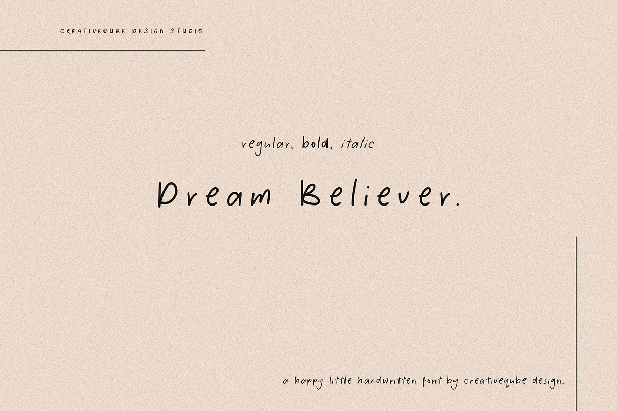 Dream Believer Font, a Sans Serif Font by Creativeqube Design (Photo 1 of 5)