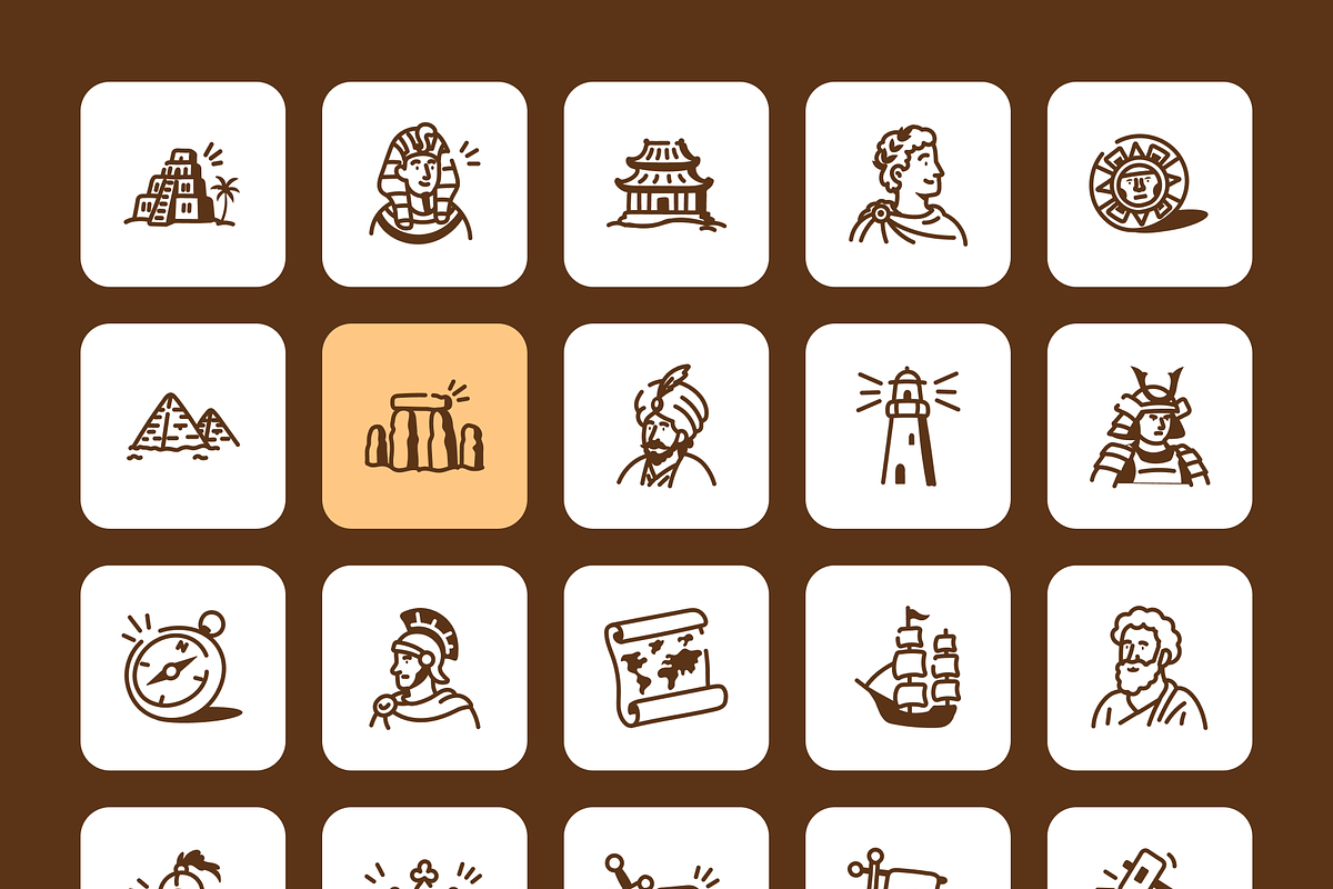 140 History Doodle Icons Bundle, an Outline Icon by Vectors Market (Photo 9 of 11)