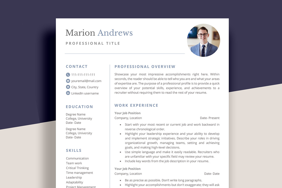Simple Resume Template for Word | CV, a Resume Template by aivos (Photo 1 of 7)