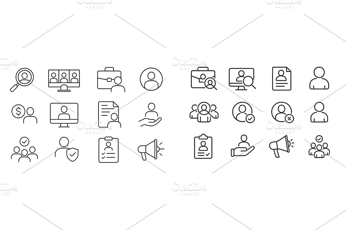 Line icons depicting various aspects, a Person Illustration by ZinetroN