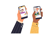 Hands holding smartphones set, a Technology Illustration by Good Studio (Thumbnail 2 of 4)