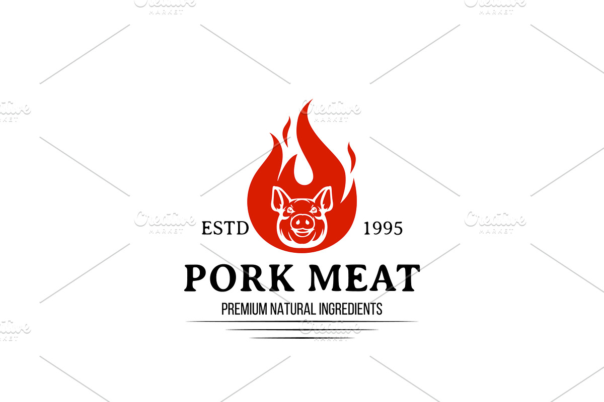 Rustic Fire Pork Meat Logo, a Branding & Logo Template by AlvinStd