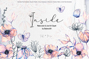 Inside Watercolor Floral Clipart, a Decorative Illustration by BalanceUA (Thumbnail 1 of 19)