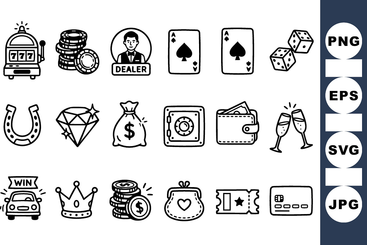 Casino Vector Icon Set, an Illustration by designvectx (Photo 1 of 3)