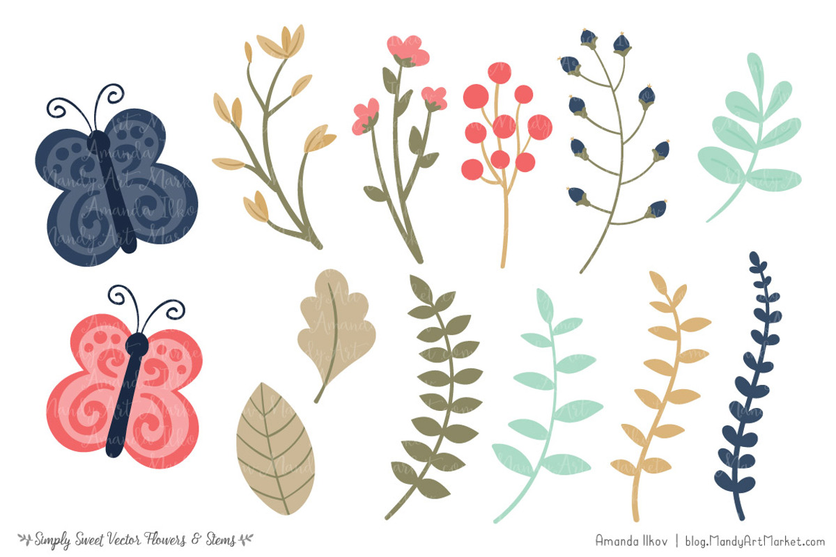 Modern Chic Flowers Clipart, an Illustration by Amanda Ilkov (Photo 4 of 4)