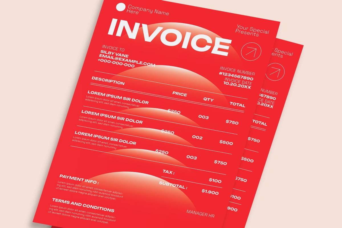 Red White Utilitarian Invoice, a Templates & Theme by graphicook (Photo 3 of 3)