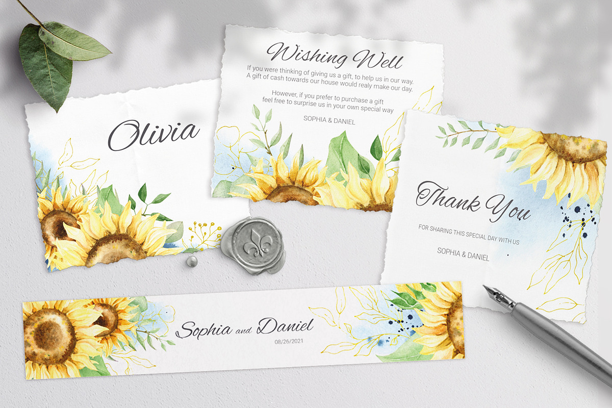 SALE. Sunflower Wedding Suite, an Invitation Template by Nebbia (Photo 4 of 6)
