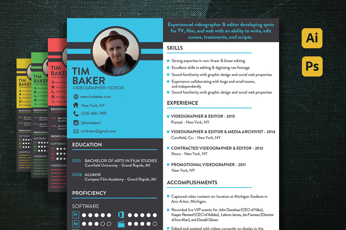Videographer Resume CV Template, a Resume Template by Cornfield Studio (Photo 1 of 3)