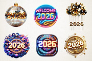 2026 New Year Party Clipart, an Illustration by RobertsArt (Thumbnail 2 of 3)