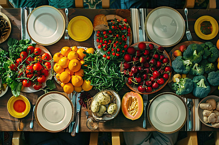 Directly above shot of various food, a Photo by LOGOCREATIVE