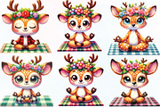 Watercolor Yoga Reindeer Clipart, an Illustration by CraftArtStudio (Thumbnail 2 of 6)