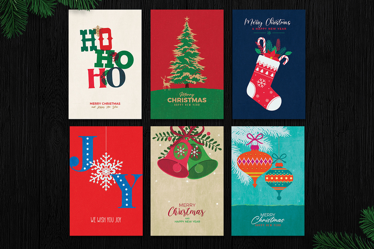 Retro Christmas Cards, a Print Template by DesignWorkz