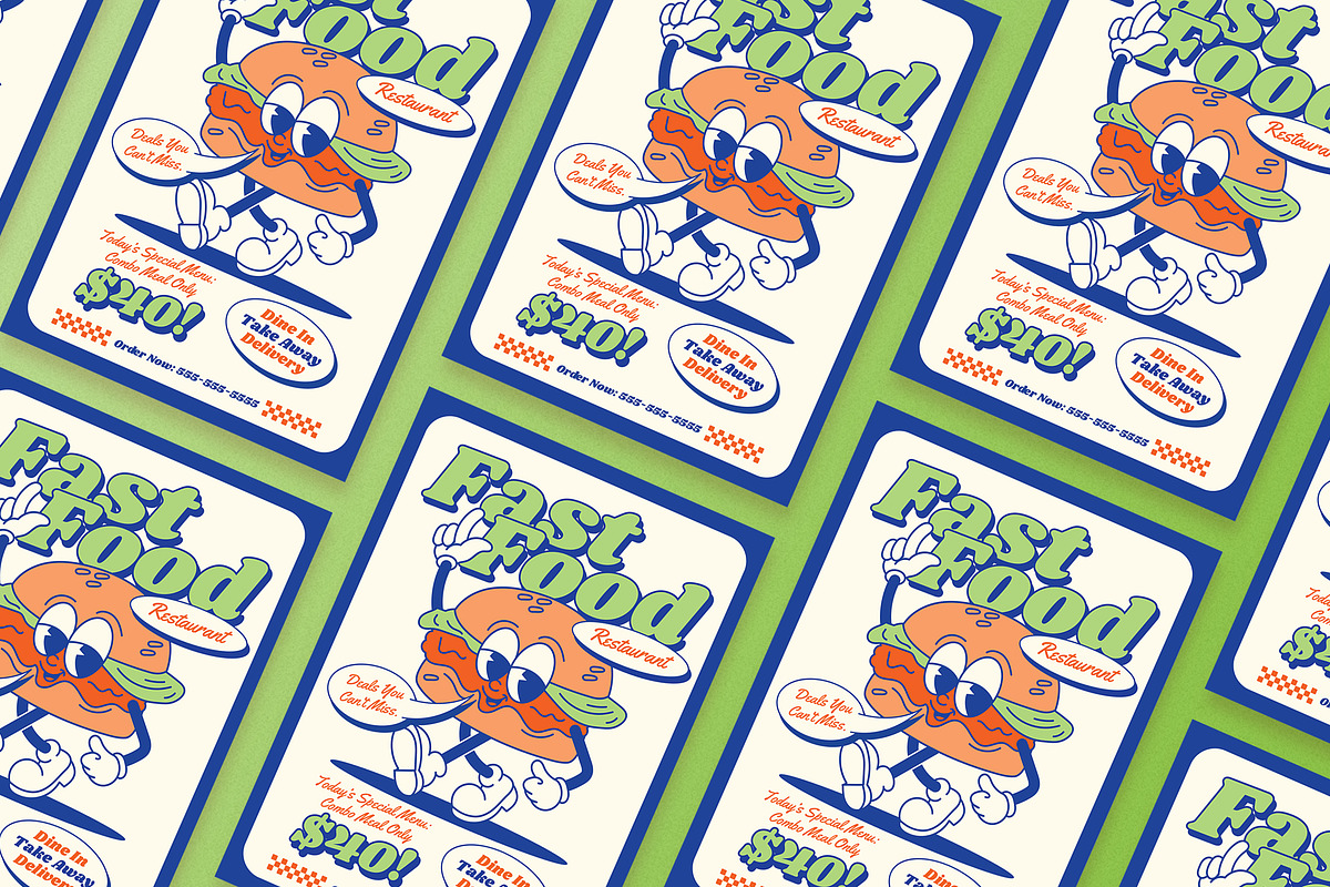 Retro Fast Food Promo, a Flyer Template by Aiyari Graphic (Photo 2 of 3)