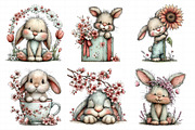 Bunny and Flowers Clipart Png, an Illustration by Daily.Designs (Thumbnail 4 of 7)