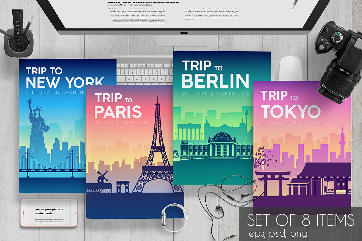 Country sunrise cards set - vector, a Brochure Template by LineTale (Photo 1 of 2)