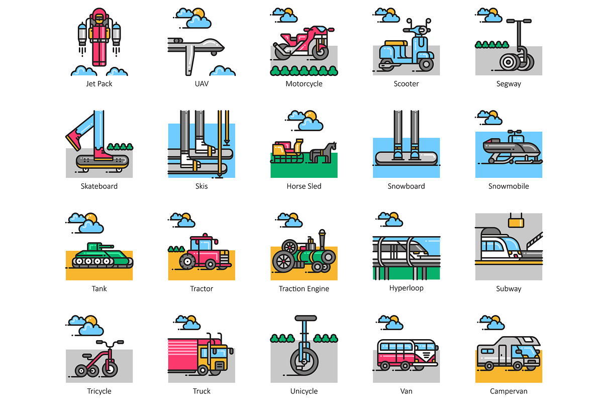 80 Transportation Icons | Aesthetic, an Outline Icon by Flat Icons (Photo 2 of 8)