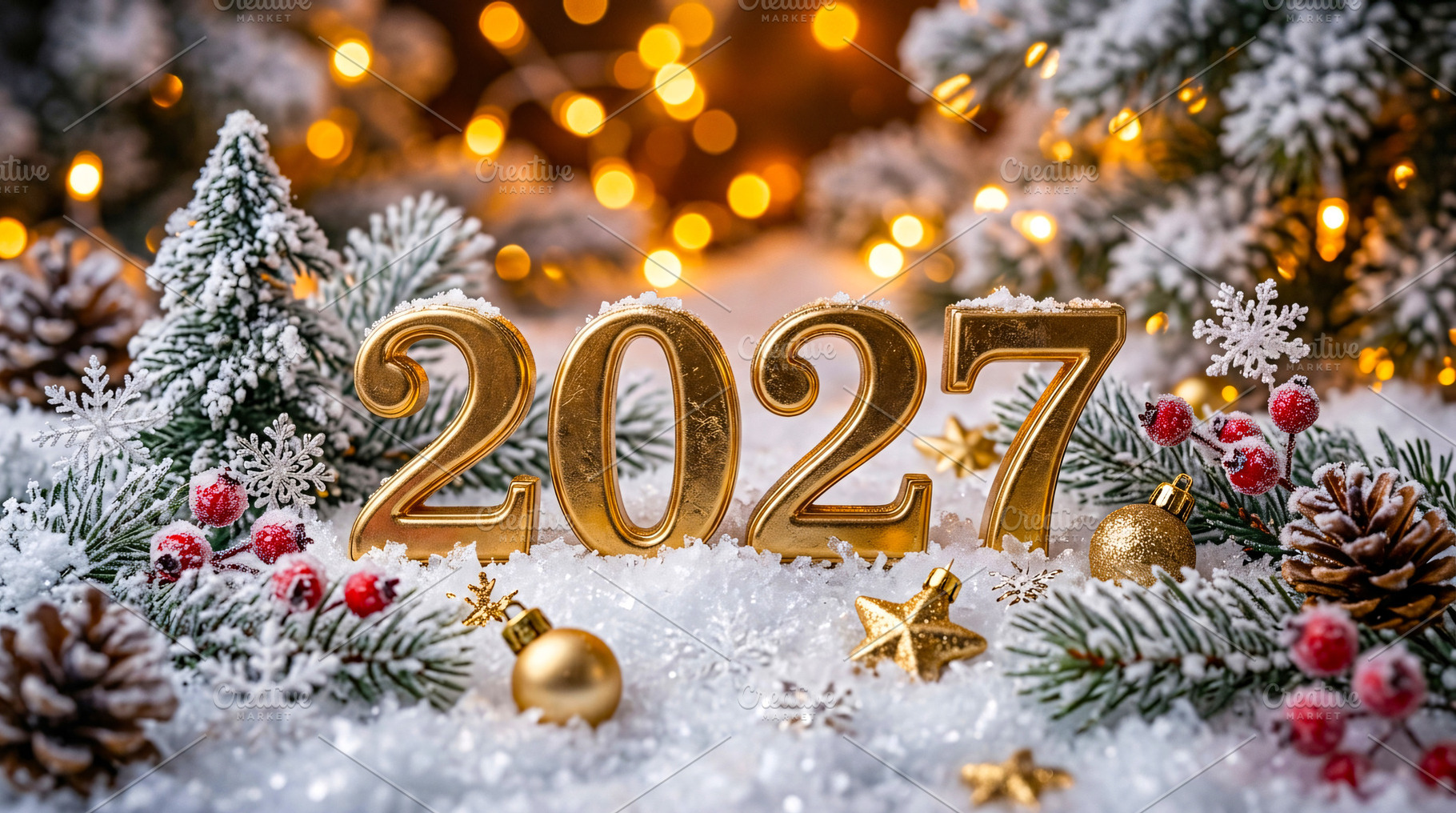 2027 New Year Date in Snowy Xmas, a Holiday Photo by Rafoz