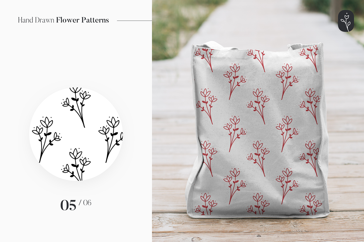 Hand Drawn Flower Patterns, a Pattern Graphic by SL Studio (Photo 6 of 9)