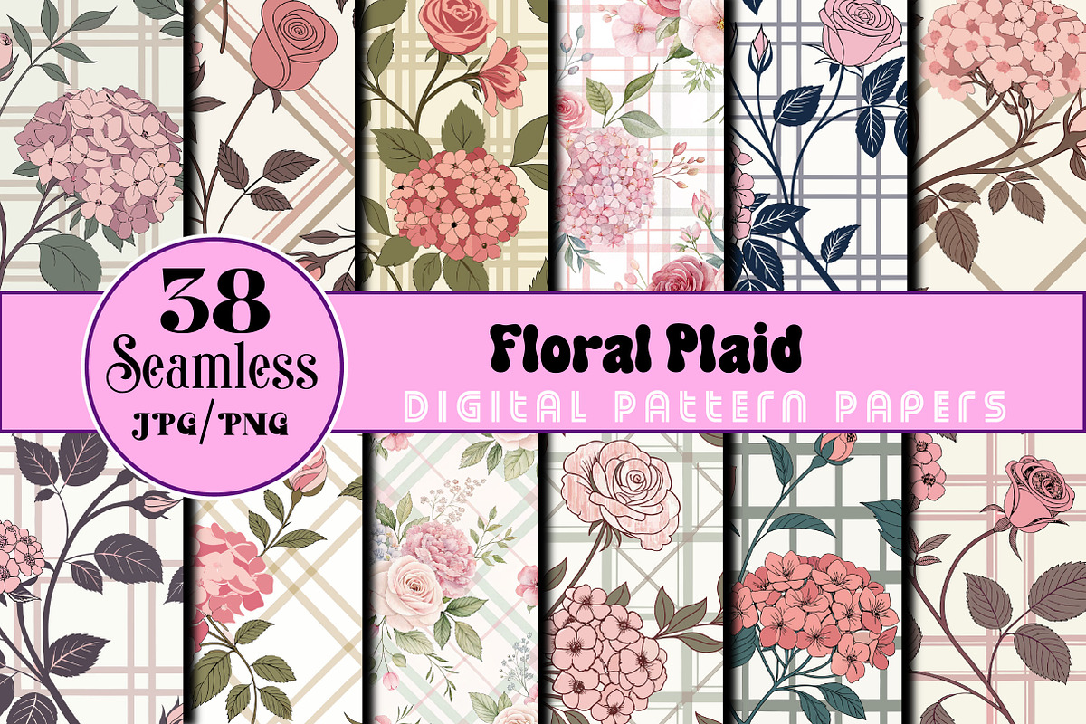 Floral Plaid Digital Papers, an Arts & Entertainment Photo by Wow Magic (Photo 1 of 2)