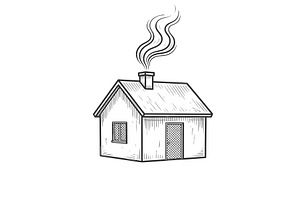 Rustic Wooden Cabin engraving vector, an Object Illustration by AlexArt