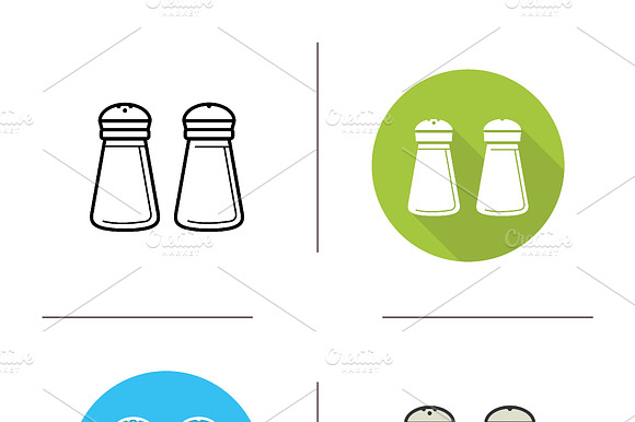 Salt And Pepper Shaker Icons. Vector