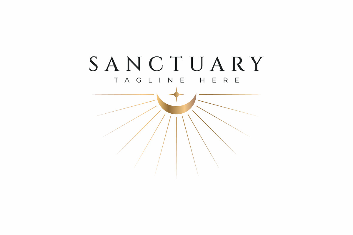 Sanctuary Logo Golden Crescent Moon, a Branding & Logo Template by Signatoro