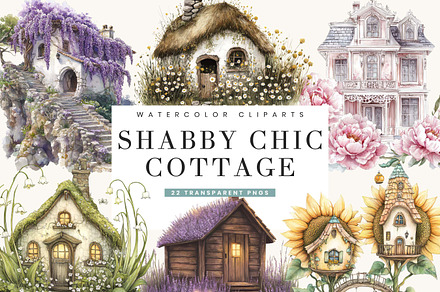 Watercolor Shabby Chic Cottage