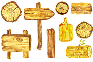 Wooden planks and textures set
