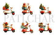 Christmas Scooter Clipart Set, a Decorative Illustration by Pati Charm Studio (Thumbnail 2 of 8)