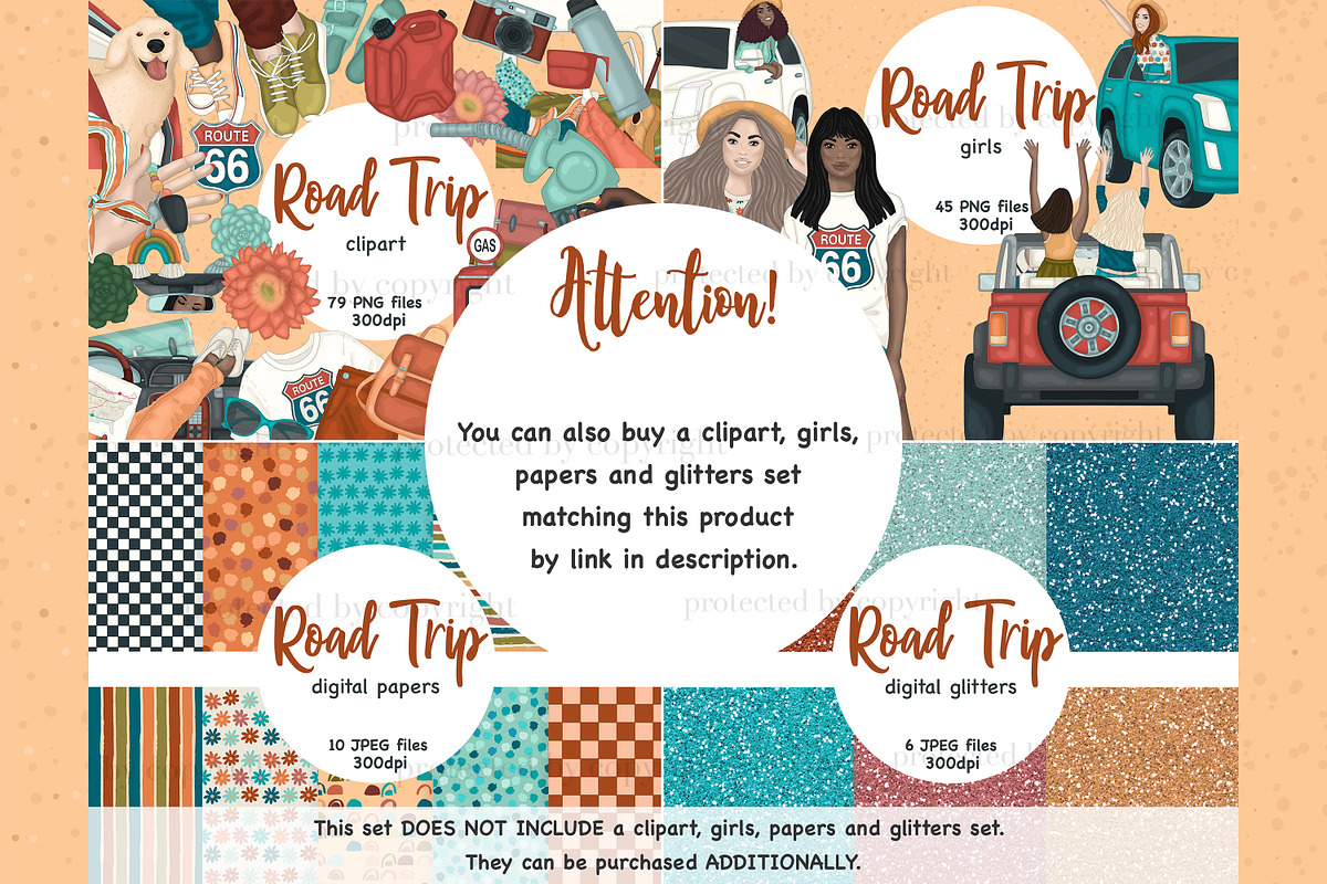 Road Trip Clipart | Desert Scene, a Seasonal Illustration by GlamArtZhanna (Photo 3 of 3)