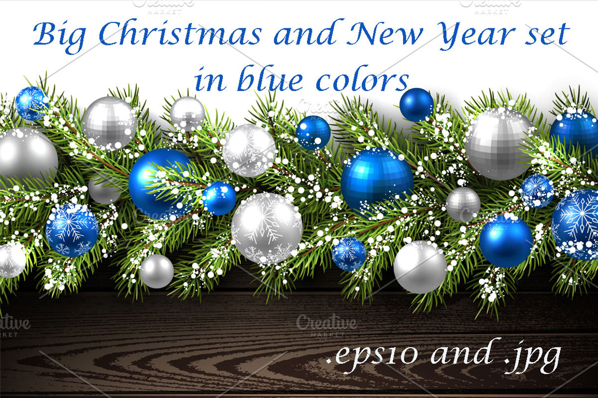 Big blue Christmas and New Year set, a Decorative Illustration by Vjom (Photo 1 of 21)