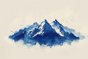 A digital artwork of mountains with, a Photo by LOGOCREATIVE