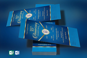 Blue Anniversary Banquet Ticket Word, a Card Template by Godserv Designs