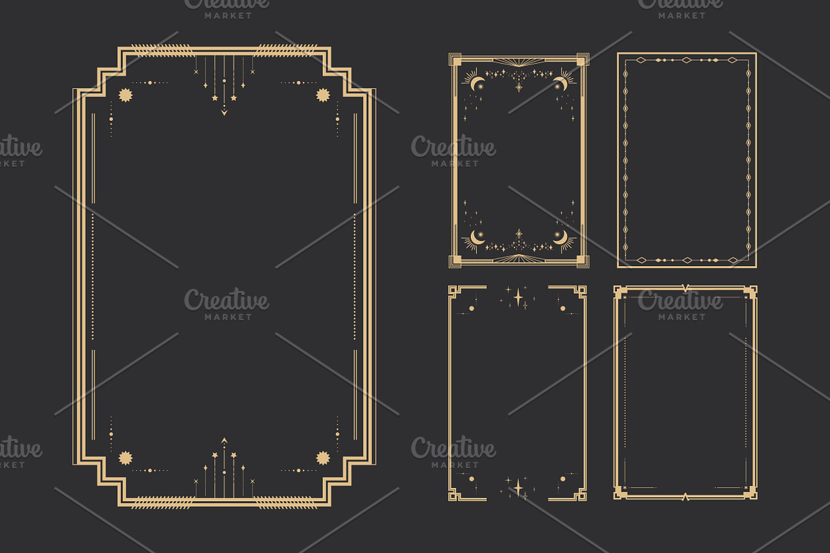 Celestial Tarot Frames Set, a Decorative Illustration by PsychocheArt (Photo 1 of 4)