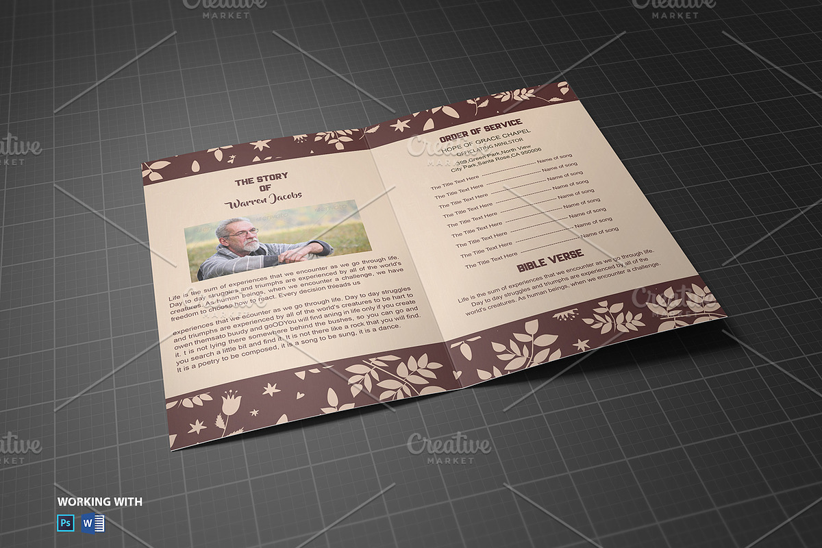Funeral Program Template Printable, a Brochure Template by Madhabi Studio (Photo 4 of 5)