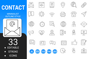 Contact minimalist outline icon set, an Outline Icon by Icons