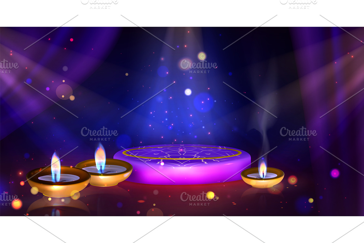 Diwali scene with purple platform, an Object Illustration by art PVP - market