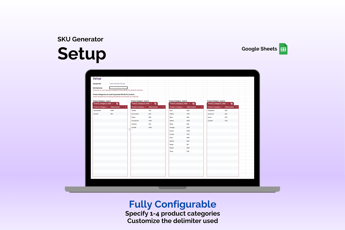 SKU Generator - Google Sheets, an App Template by Ardent Workshop (Photo 2 of 5)
