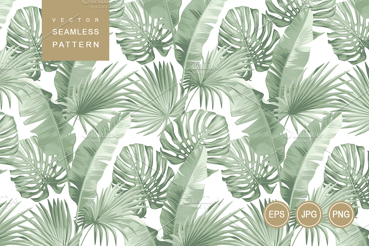 Vector pattern. Tropical leaves., a Pattern Graphic by Anna Smirnova (Photo 1 of 6)