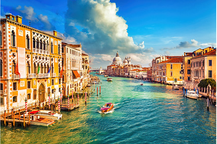 Grand Canal in Venice at sunny, an Architecture Photo by sborisov