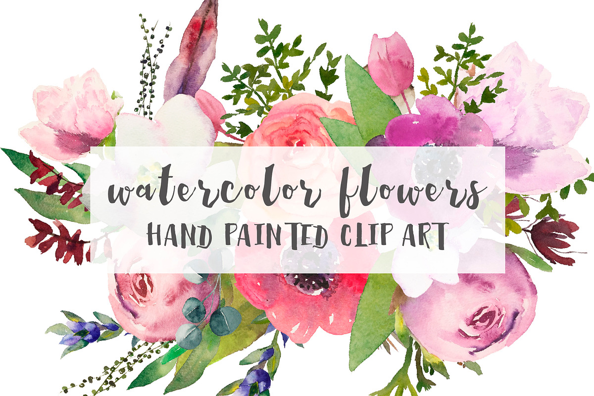 Watercolor flower bundle, an Illustration by GraphicRain (Photo 7 of 9)