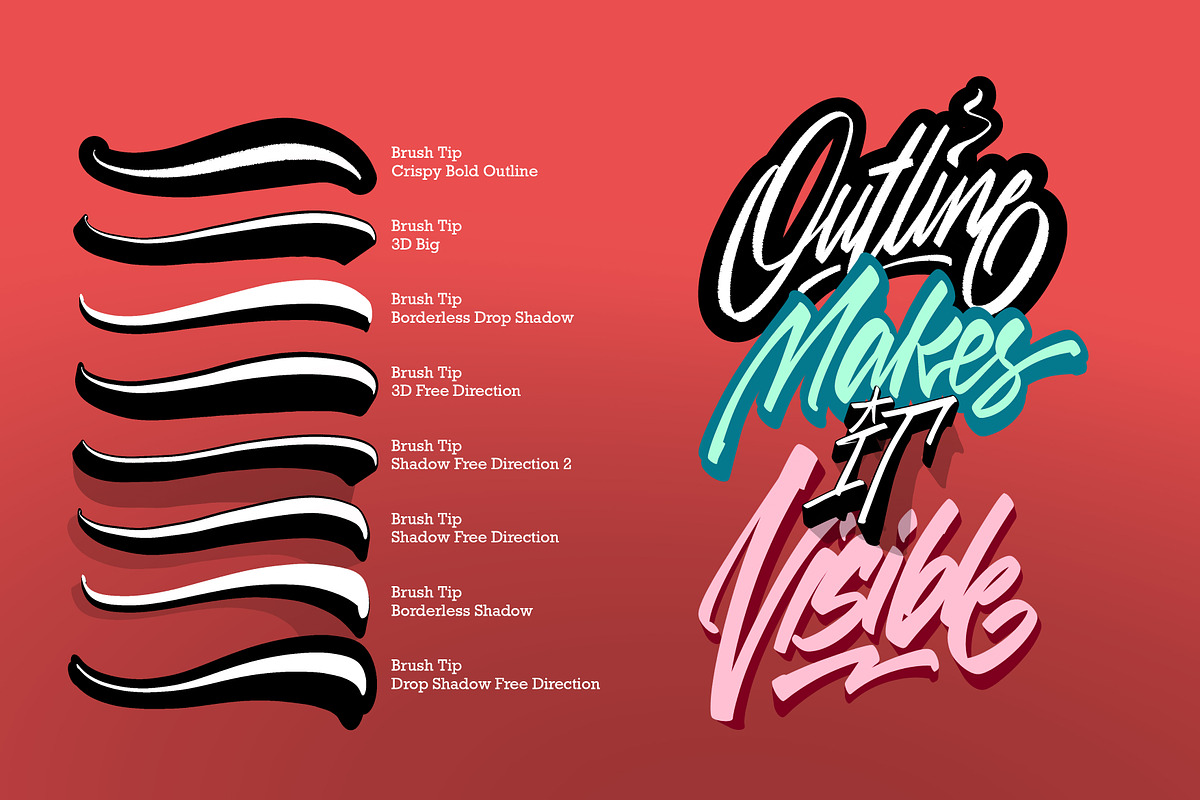 3D Lettering & Outline brush pack, a Brush Add-On by Bakeroner (Photo 2 of 9)